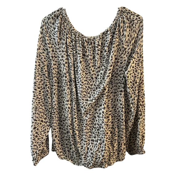 Anthropologie Cascais Leopard Print Long Sleeve Off the Shoulder Blouse XL - Picture 5 of 5